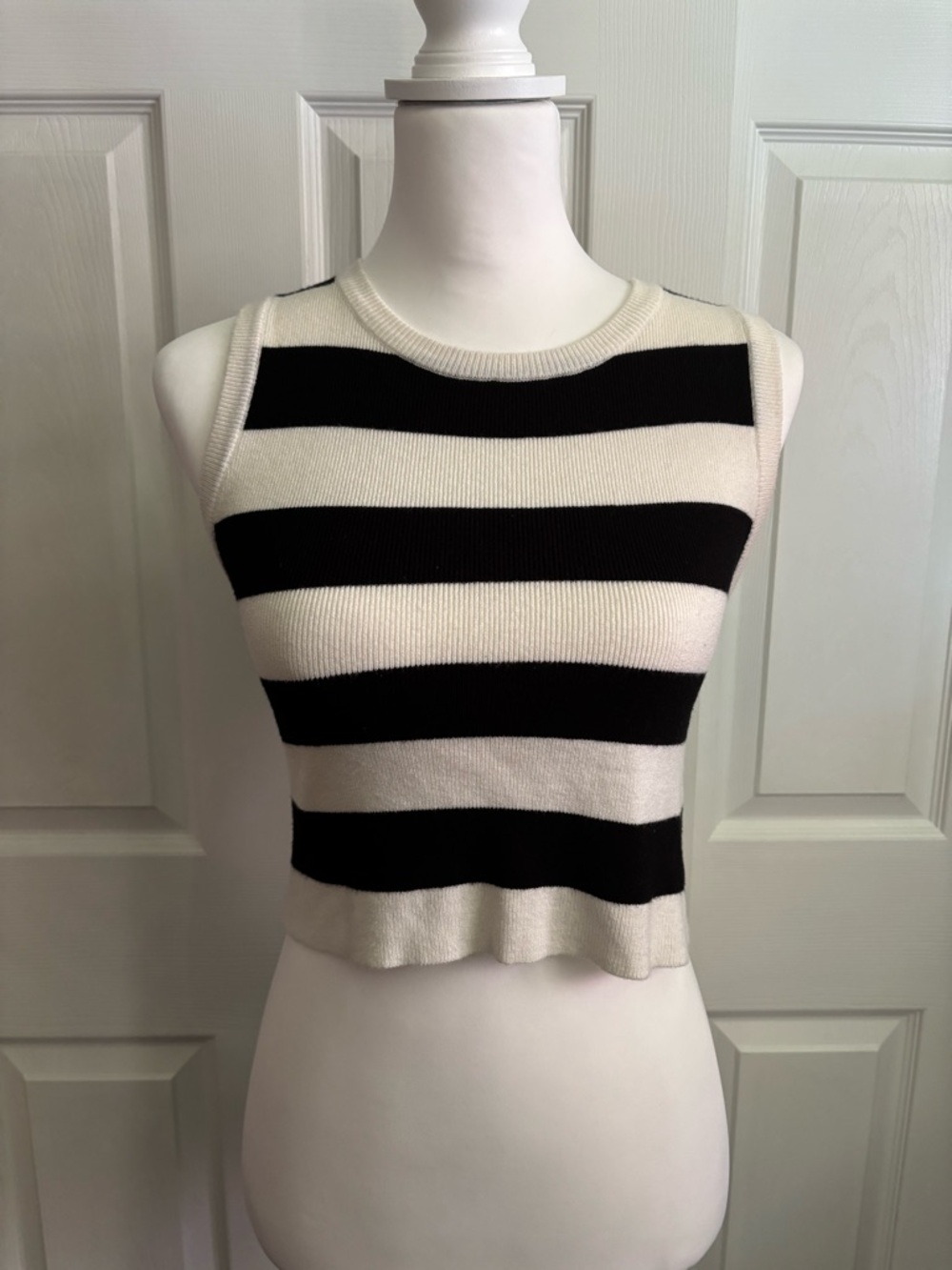 Altar'd State Black and White Striped Knit Sweater Crop Tank